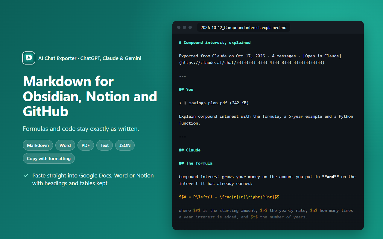 A chat exported as Markdown